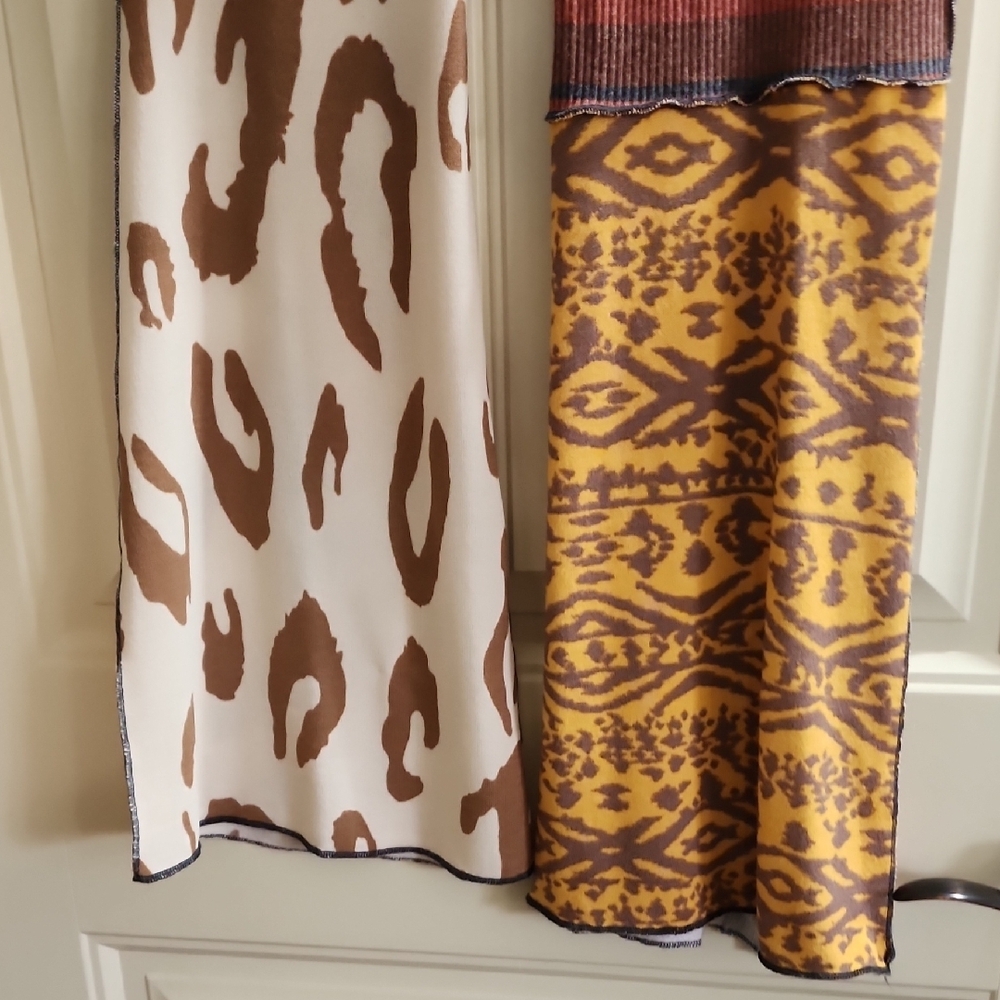 Bucket List Patchwork Patterned Flare Pants - image 5